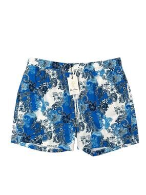 Robert Graham Floral Paisley Swim Trunks Blue Navy White — 2XL